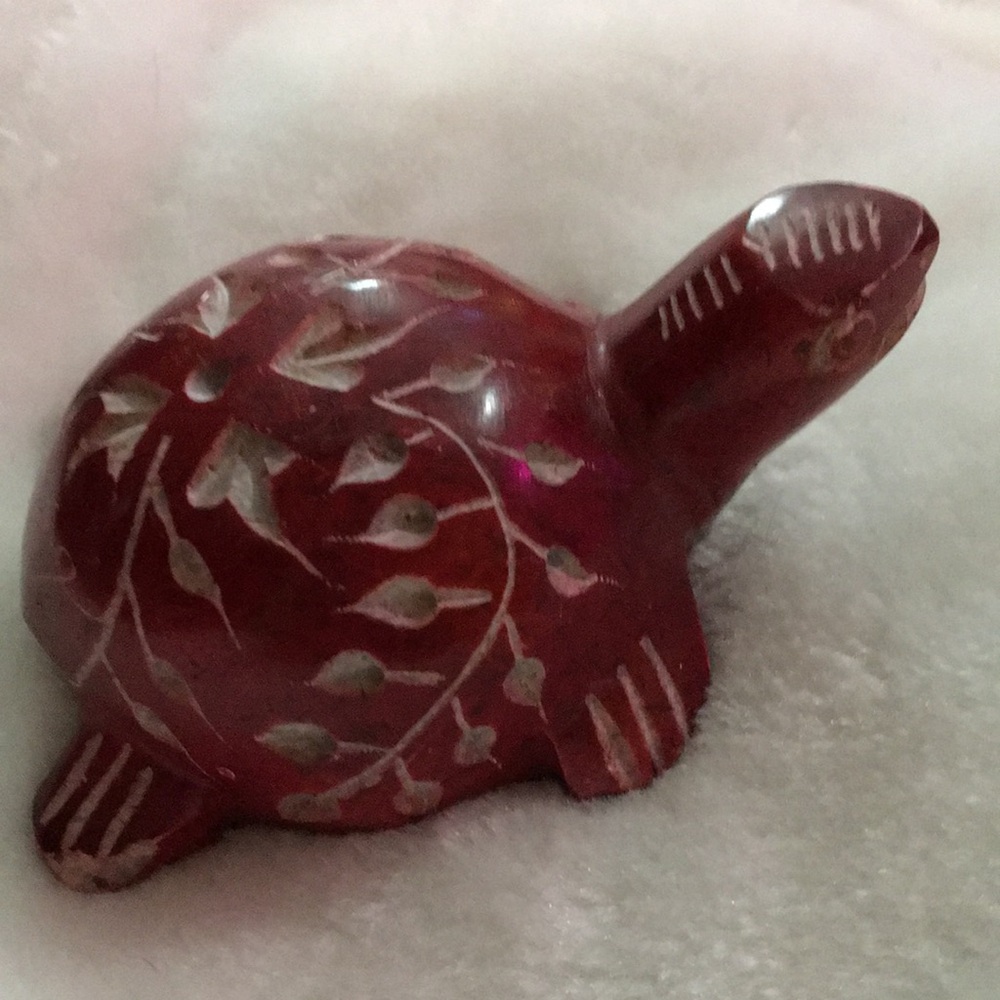 Red Carved Turtle Figurine